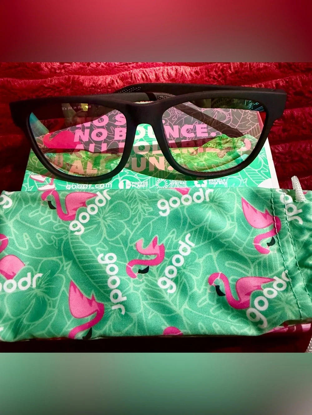 🕶️Goodr Black Full-Rim Sunglasses with Green-Tinted Lenses